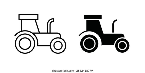 Tractor icons pack vectors in black flat and strokes
