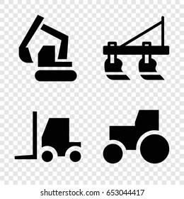Tractor icons set. set of 4 tractor filled icons such as tractor