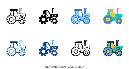 Los iconos del tractor establecen una colección de estilo múltiple. Trazo editable 
