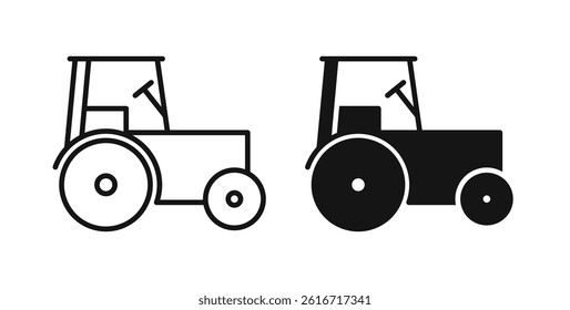 Tractor icons set for website design