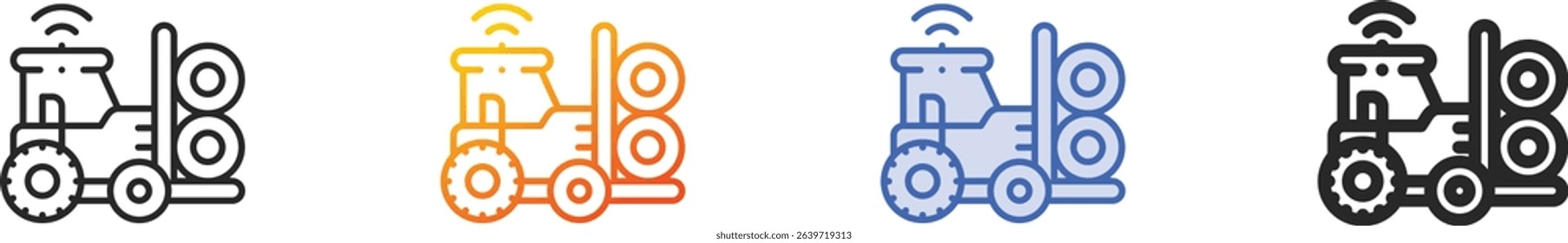 tractor icon.Thin Linear, Gradient, Blue Stroke and bold Style Design Isolated On White Background