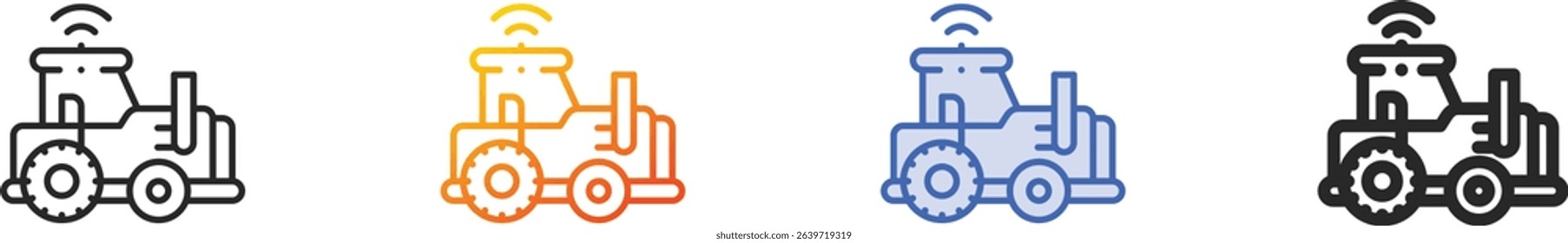 tractor icon.Thin Linear, Gradient, Blue Stroke and bold Style Design Isolated On White Background