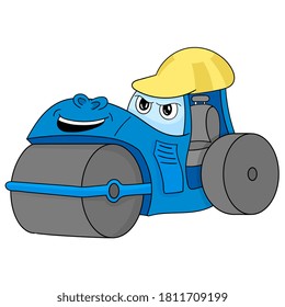 tractor illustration with cartoon face