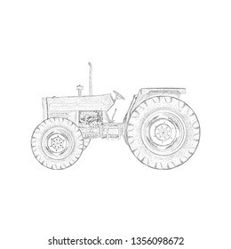 Tractor illustration in sketch design 