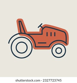 Tractor isolated flat icon. Farmer machine. Agriculture sign. Graph symbol for your web site design, logo, app, UI. Vector illustration, EPS10.