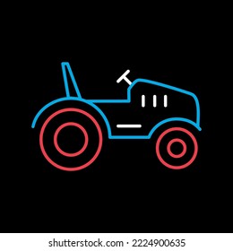 Tractor isolated on black background icon. Farmer machine. Agriculture sign. Graph symbol for web site design, logo, app, UI. Vector illustration, EPS10.