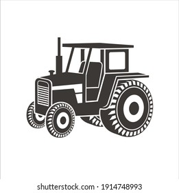 tractor aislado en fondo blanco, arte vectorial.