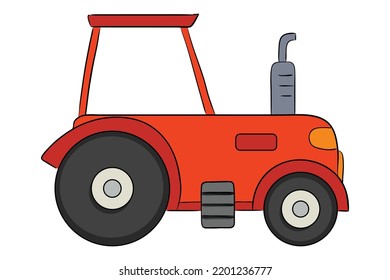 Tractor isolated on a white background. Cartoon vector illustration.