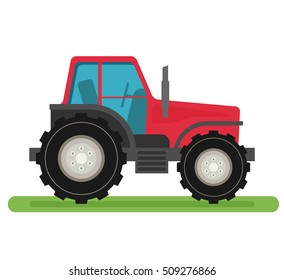 Tractor isolated on white background flat vector.