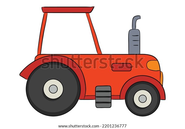 Tractor isolated on a white background.\
Cartoon vector\
illustration.