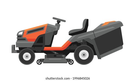 Tractor lawn mower. flat style. isolated on white background