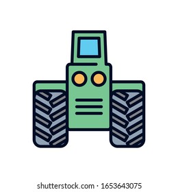 Diseño de iconos de estilo de relleno de línea de tractores, agronomía estilo de vida agricultura agricultura cosecha agricultura rural y tema del país Ilustración vectorial