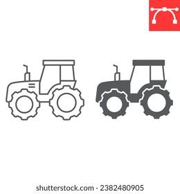 Tractor line and glyph icon, farm and agriculture, tractor vector icon, vector graphics, editable stroke outline sign, eps 10.