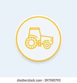 Tractor line icon, agrimotor vector, engineering vehicle, farm tractor round icon, vector illustration