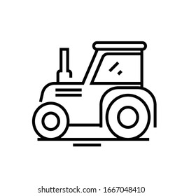 Traktorliniensymbol, Concept-Zeichen, Umriss-Vektorillustration, Linearsymbol.