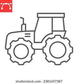 Tractor line icon, farm and agriculture, tractor vector icon, vector graphics, editable stroke outline sign, eps 10.