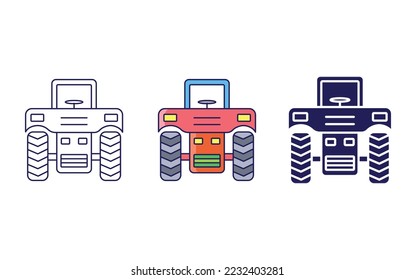 Tractor line icon isolated on white background, Vector illustration