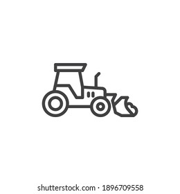 Tractor line icon. linear style sign for mobile concept and web design. Excavator transportation outline vector icon. Symbol, logo illustration. Vector graphics