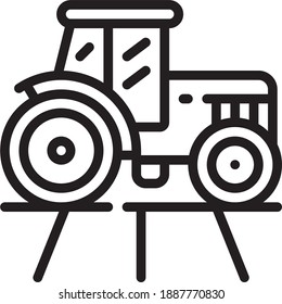 Tractor line icon, outline vector sign, linear style pictogram isolated on white, Agricultural tractor icon, tractor harvesting, agricultural icon set