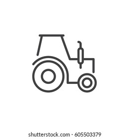 Tractor line icon, outline vector sign, linear style pictogram isolated on white. Symbol, logo illustration. Editable stroke. Pixel perfect