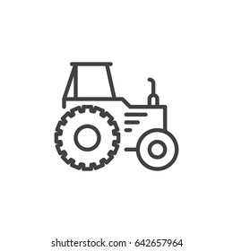 Tractor line icon, outline vector sign, linear style pictogram isolated on white. Symbol, logo illustration. Editable stroke. Pixel perfect