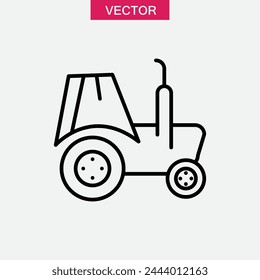 Tractor line icon, vector flat simple illustration on white background..eps