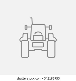 Tractor line icon for web, mobile and infographics. Vector dark grey icon isolated on light grey background.