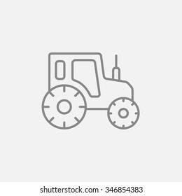 Tractor line icon for web, mobile and infographics. Vector dark grey icon isolated on light grey background.