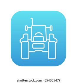 Tractor line icon for web, mobile and infographics. Vector white icon on the blue gradient square with rounded corners isolated on white background.