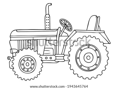 tractor line vector illustration,
isolated on white background.top view