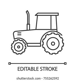 Tractor linear icon. Agricultural implement. Thin line illustration. Contour symbol. Vector isolated outline drawing. Editable stroke