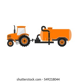 Tractor With Liquid Manure Tanker. Vector Illustration