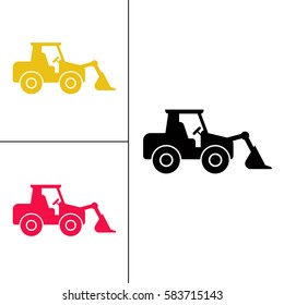 tractor loader excavator icon vector illustration