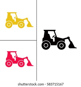  tractor loader excavator icon vector illustration