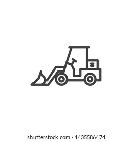 Tractor loader excavator line icon. linear style sign for mobile concept and web design. Front loader outline vector icon. Construction machine symbol, logo illustration. Vector graphics