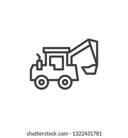 Tractor loader line icon. linear style sign for mobile concept and web design. Excavator truck outline vector icon. Construction machine symbol, logo illustration. Pixel perfect vector graphics