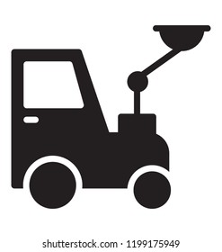 Tractor loader with the small on front used for loading goods 