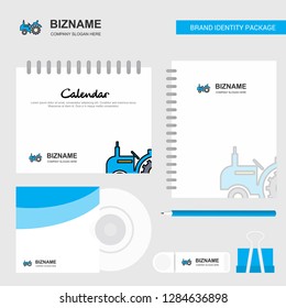 Tractor Logo, Calendar Template, CD Cover, Diary and USB Brand Stationary Package Design Vector Template