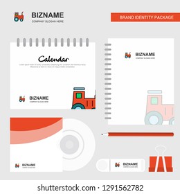 Tractor  Logo, Calendar Template, CD Cover, Diary and USB Brand Stationary Package Design Vector Template