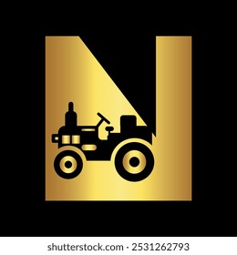 Tractor Logo combine with letter N vector template