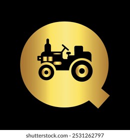 Tractor Logo combine with letter Q vector template