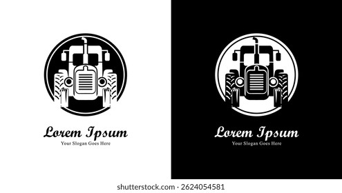 Tractor logo design combined with a circle