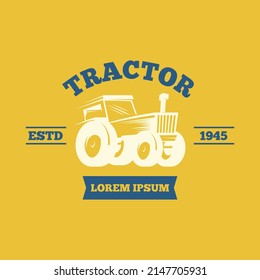 Tractor Logo Design Concept for Company Logo in Agribusiness Sector. Vehicle Logo for Plowing Rice Fields and Fields