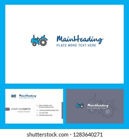 Tractor Logo design with Tagline & Front and Back Busienss Card Template. Vector Creative Design