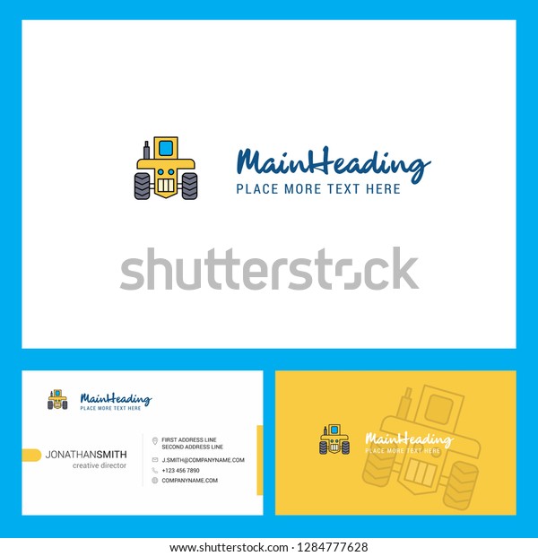 Tractor  Logo design\
with Tagline & Front and Back Busienss Card Template. Vector\
Creative Design