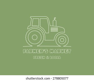 Tractor logo design template. harvest or farm icon. Thin line design. Organic farmer. Vector illustration