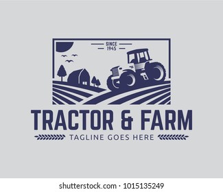 Tractor logo or farm logo template, suitable for any business related to farm industries. Simple and retro look.