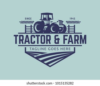 Tractor logo or farm logo template, suitable for any business related to farm industries. Simple and retro look.