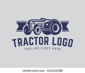 Tractor logo or farm logo template, suitable for any business related to farm industries. Simple and retro look.