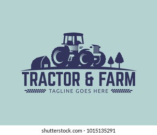 Tractor logo or farm logo template, suitable for any business related to farm industries. Simple and retro look.